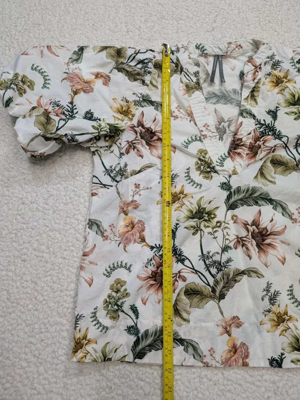 Anthropologie Floral Puff Sleeve Peasant Blouse XS